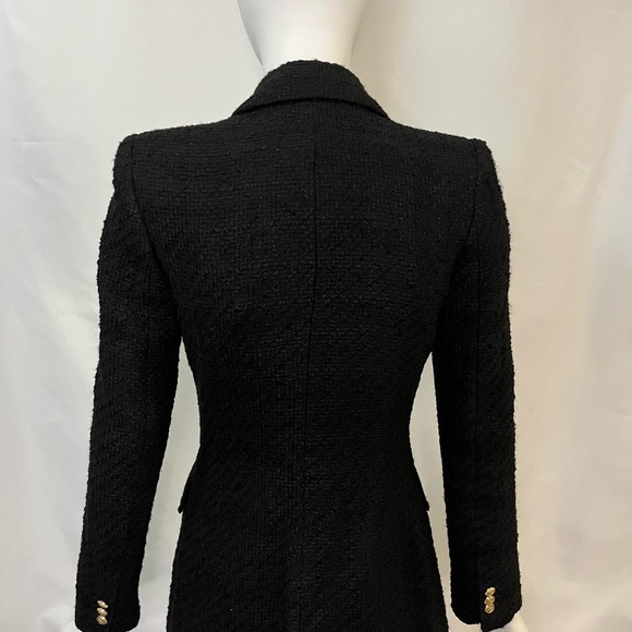 ZARA Black Tweed Double-Breasted Blazer With Gold Hardware Buttons – Size XS - Picture 6 of 8